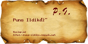 Puns Ildikó névjegykártya